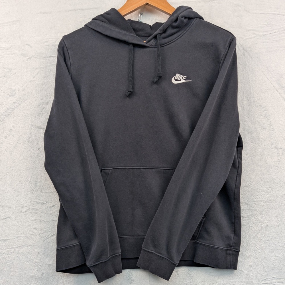 Nike Hoodie Men's L Black Club Fleece Embroidered Sporty Athleisure Streetwear